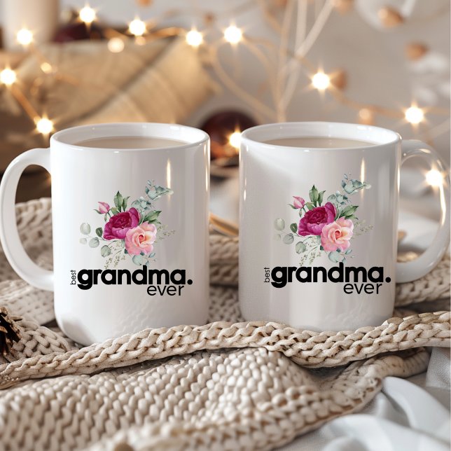 Taza De Café La mejor abuela jamás Moda floral moderna (Subido por el creador)