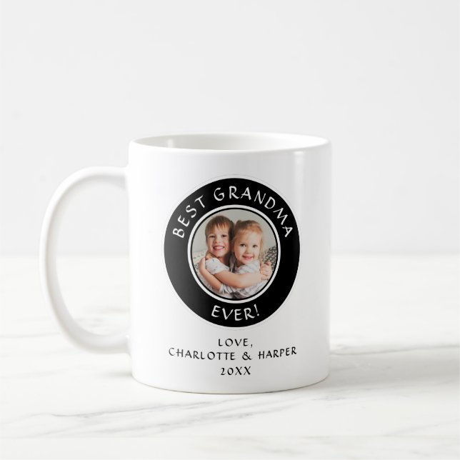 Taza De Café La mejor abuela Personalizado nietos foto moderna (Izquierda)