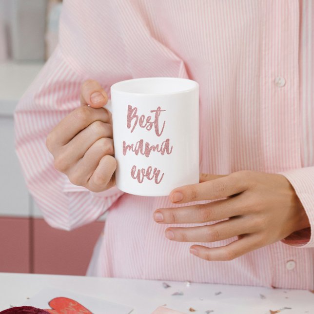 Taza De Café La mejor caligrafía de la mamá del Purpurina rosa (Subido por el creador)