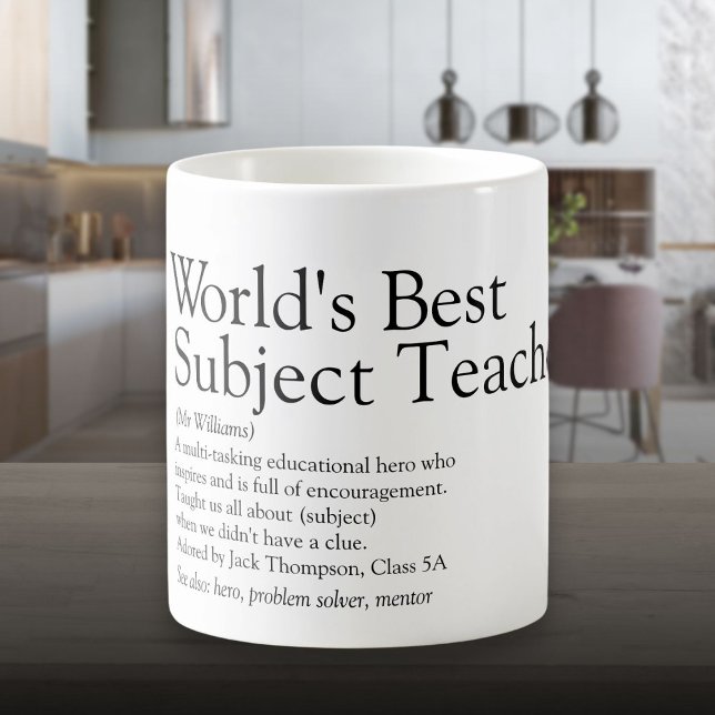 Taza De Café La mejor definición de profesor del mundo personal (Personalized World's Best Teacher Definition Coffee Mug)