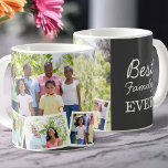 Taza De Café La mejor familia de todos los tiempos 4 Collage de<br><div class="desc">Personalice esta taza de café "mejor familia de la historia" con 4 de sus fotos familiares favoritas. La plantilla está preparada para que añadas 4 fotos - una foto principal para el fondo y 3 fotos que se mostrarán en una tira de fotos en zig-zag a lo largo de la...</div>