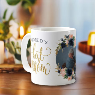 Taza De Café La mejor foto botánica de la Marina Rosa Floral de