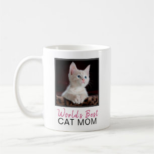 Taza De Café La mejor foto del gato del cuadrado de la mamá del