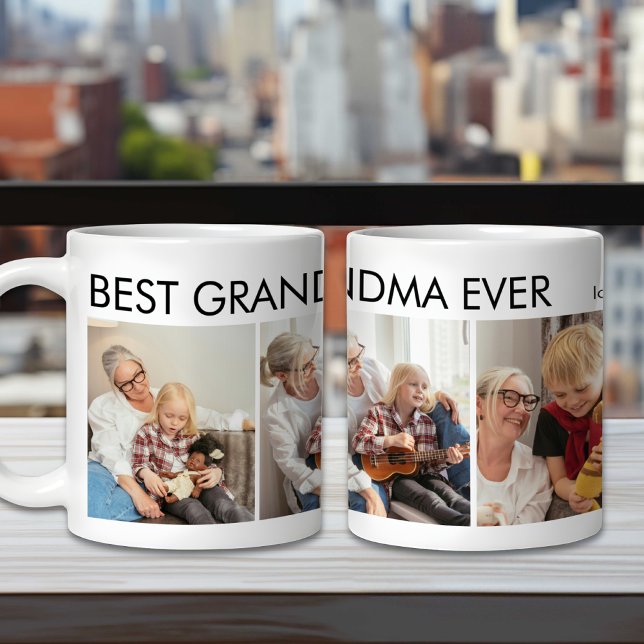 Taza De Café La mejor foto familiar personalizada de la abuela  (Subido por el creador)