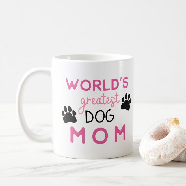 Taza De Café La mejor madre de perro del mundo rosa con foto (Con donut)