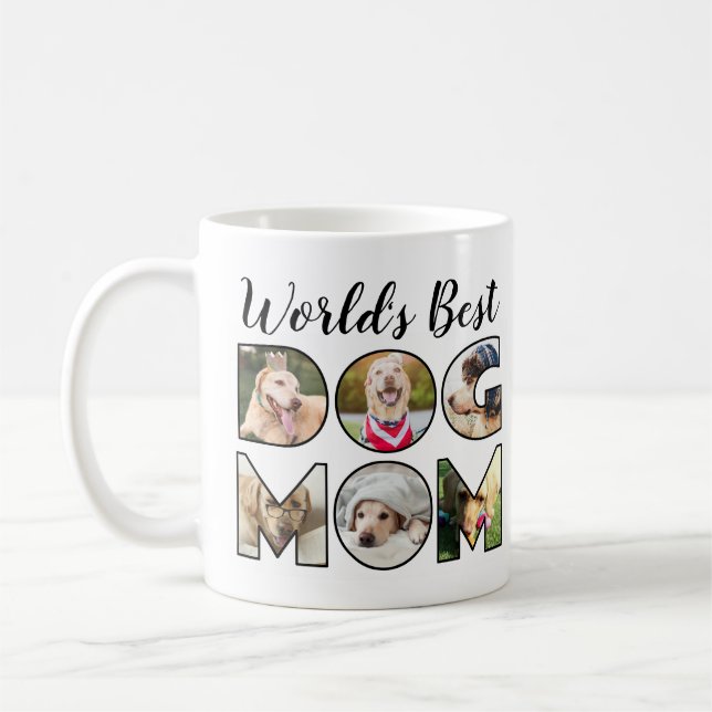 Taza De Café La mejor madre del perro del mundo cita al Collage (Izquierda)