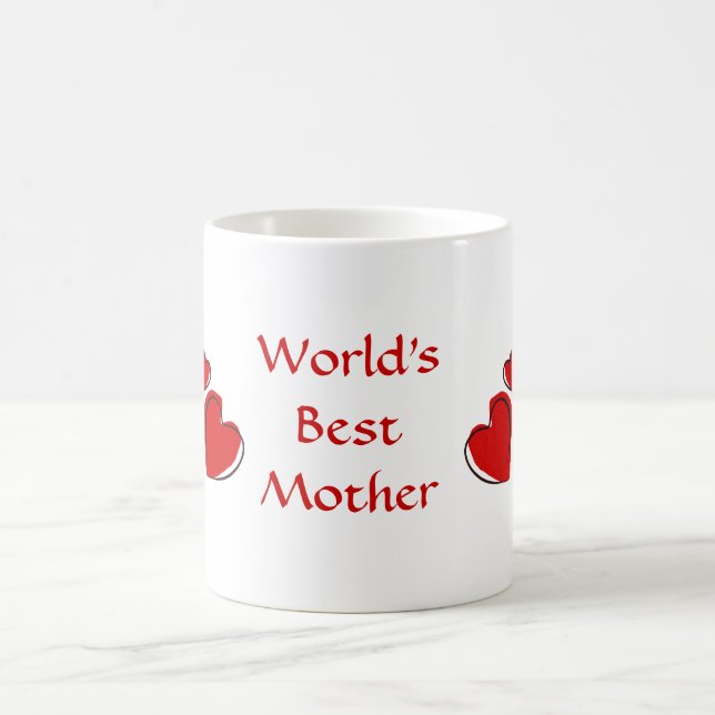 Taza De Café La mejor madre Personalizado roja Sketchy Hearts M (Centro)