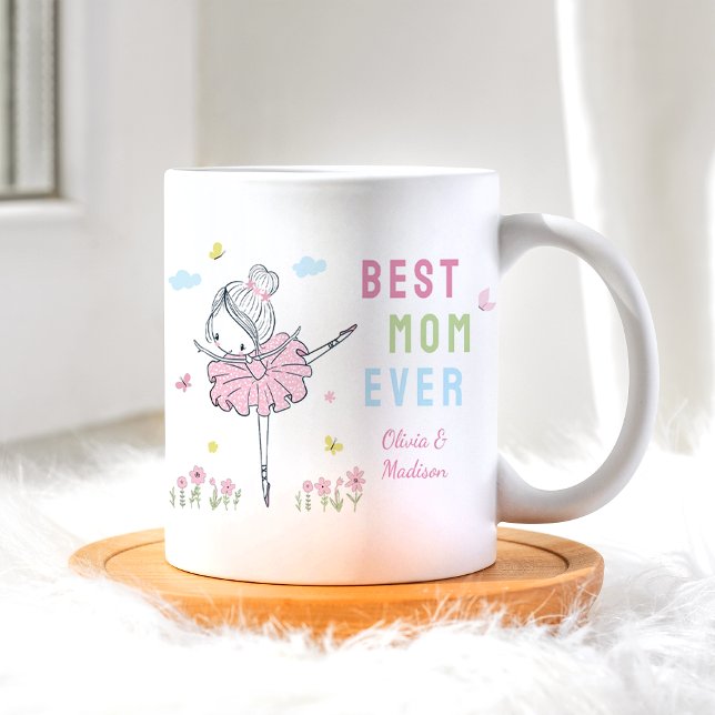 Taza De Café La mejor mamá Chica dulce bailando flores rosadas (Subido por el creador)