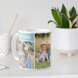 Taza De Café La Mejor Mamá Collage de Fotos Aqua