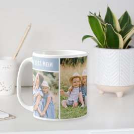 Taza De Café La Mejor Mamá Collage de Fotos Azul Polvo
