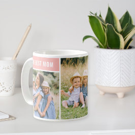 Taza De Café La Mejor Mamá Collage de Fotos Rosa