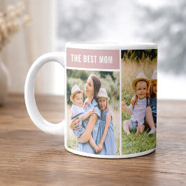 Taza De Café La Mejor Mamá Collage de Fotos Rosa Polvoriento
