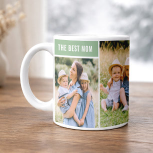Taza De Café La Mejor Mamá Collage de Fotos Verde