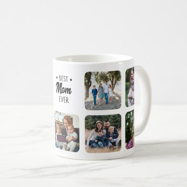 Taza De Café La mejor mamá de encargo añade el collage de fotos (Anverso derecho)