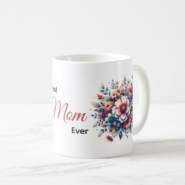 Taza De Café La mejor mamá de las acuarelas florales (Anverso derecho)