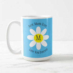 Taza De Café La mejor mamá del cielo azul del margarita blanco