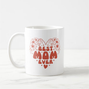 Taza De Café La mejor mamá del día de la madre roja floral retr