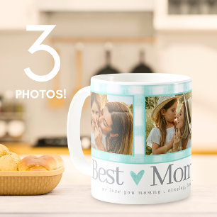 Taza De Café La mejor mamá del mundo 3 Foto Gingham Corazón Día