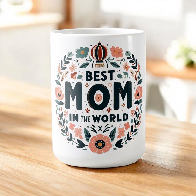 Taza De Café La mejor mamá del mundo - Corona floral (Subido por el creador)