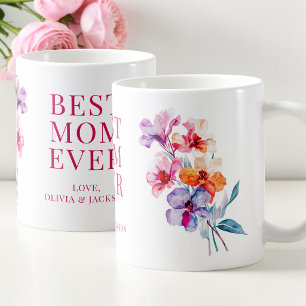 Taza De Café La Mejor Mamá del Mundo Elegantes Flores Florales 