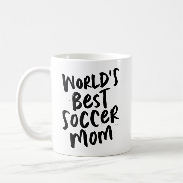 Taza De Café La mejor mamá del mundo futbolín es de moda negra (Izquierda)