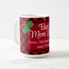 Taza De Café La mejor mamá Navidad el clásico Red Plaid Holly