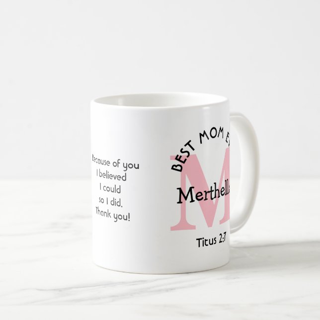 Taza De Café LA MEJOR MAMÁ QUE NUNCA SE HA personalizado (Anverso derecho)