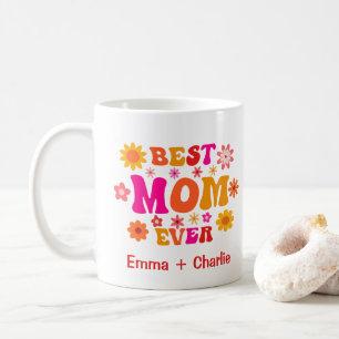Taza De Café La Mejor Mamá Retro Floral Día de la Madre Persona