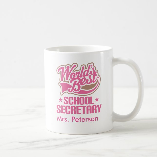 Taza De Café La mejor secretaria Personalized Mug de la escuela (Derecha)