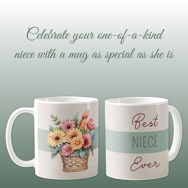 Taza De Café La mejor sobrina siempre gerbera flores verde (Subido por el creador)