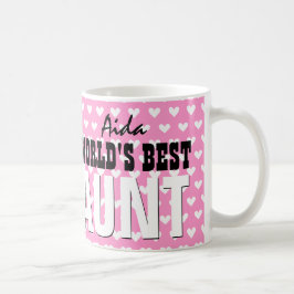 Taza De Café La mejor TÍA corazones blancos rosados V26 del