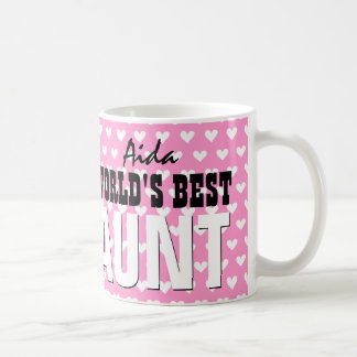 Taza De Café La mejor TÍA corazones blancos rosados V26 del