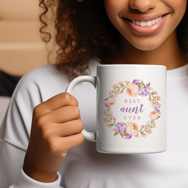 Taza De Café La mejor tía de la flor rosada (Subido por el creador)