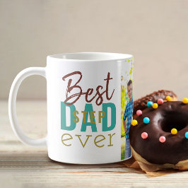 Taza De Café La mejor tipografía y foto de oro Verde azulado de