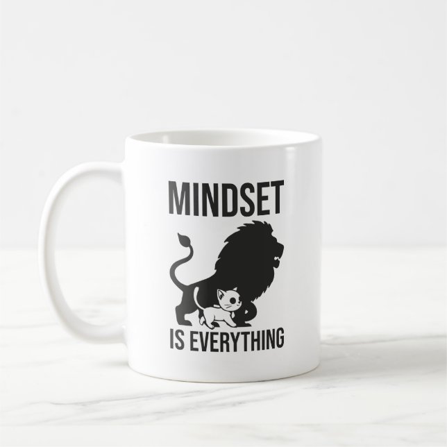 Taza De Café La mentalidad es todo - motivación del león gato (Izquierda)
