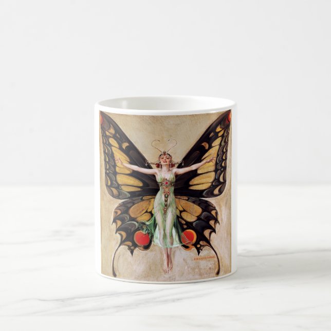 Taza De Café La metamorfosis del Chica Flapper a la mariposa 19 (Centro)
