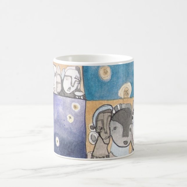 Taza De Café La MOD ASALTA las caras abstractas #19 y (Centro)