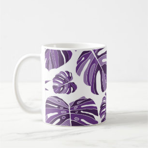 Taza De Café La monstera violeta tropical deja un patrón sin fi
