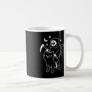 Taza De Café La muerte conduciendo a un gato divertida vestido