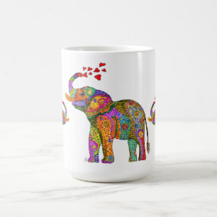 Taza De Café La mug de elefante dulce y colorido