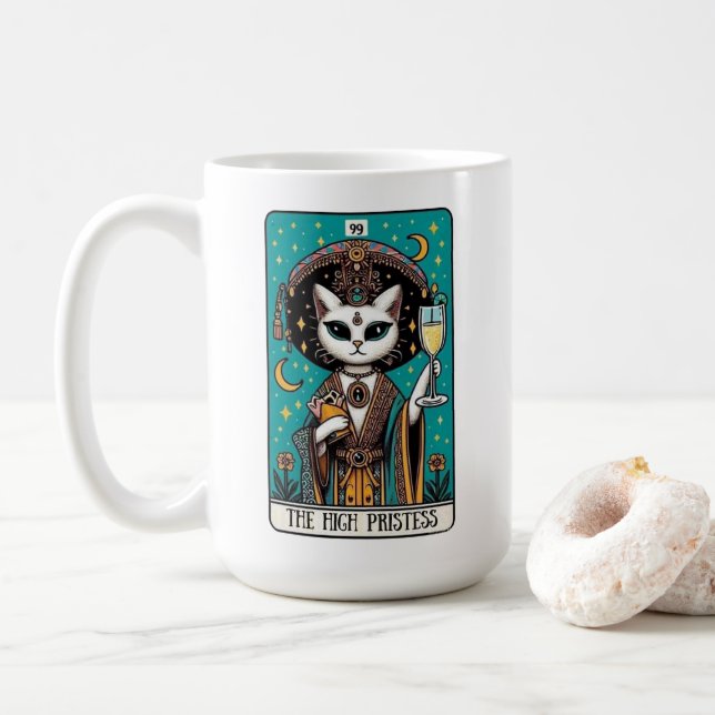 Taza De Café La Mug de la Tarjeta Tarot del Gato del Alto Sacer (Con donut)