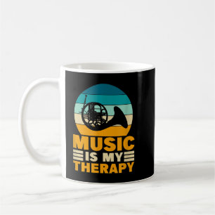 Taza De Café La música del cuerno francés es mi terapia Diverti