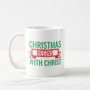 Taza De Café la navidad comienza con cristo-15523