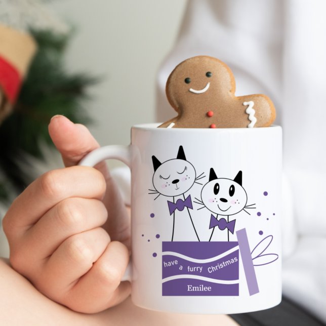 Taza De Café La Navidad de un gato lindo presenta la mezcla (pú (Subido por el creador)