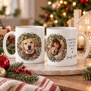 Taza De Café La Navidad es mejor con la foto de mi perro