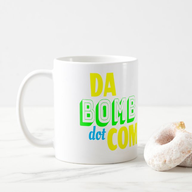 Taza De Café La Novedad "Da Bomba punto com" Graciosa Retro 90 (Con donut)