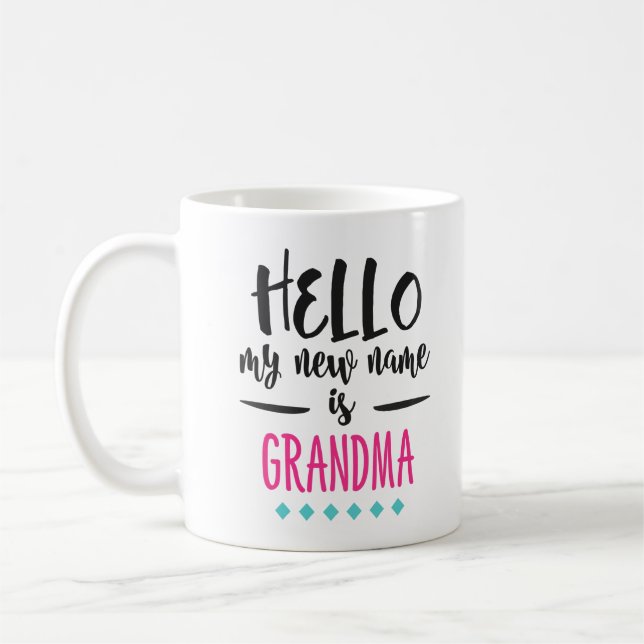 Taza De Café La nueva abuela divertida hola, mi nuevo nombre es (Izquierda)
