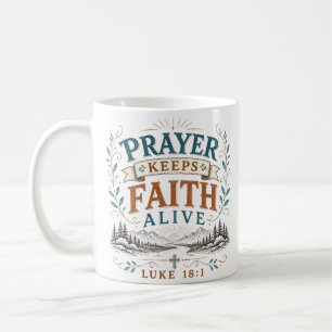 Taza De Café La oración mantiene viva la fe Cita cristiana espi