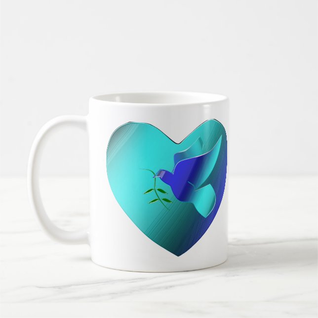 Taza De Café La paloma azul del corazón del cielo (Izquierda)