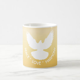 Taza De Café La paloma de la paz en blanco violento en oro simp